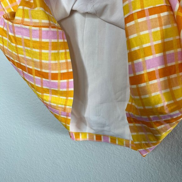 Peppermayo Girls Lunch Tube Mini Dress Splice Check Pattern Linen Blend US 6 - Picture 6 of 12